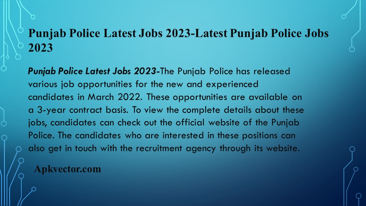 Punjab Police Latest Jobs